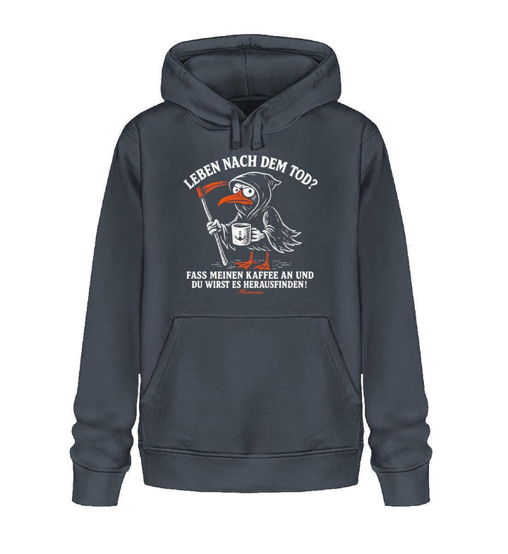 Leben nach dem Tod? Kaffee · Unisex Bio Hoodie-Unisex Bio Hoodie-India Ink Grey-XS-Mooinzen