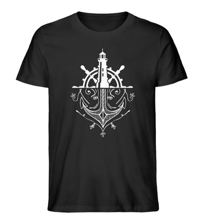 Leuchtturm Anker Steuerrad · Herren Premium Bio T-Shirt-Herren Premium Bio T-Shirt-Black-XS-Mooinzen