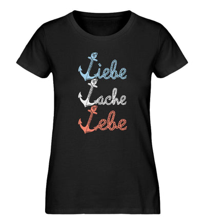 Liebe Lache Lebe · Damen Premium Bio T-Shirt-Damen Premium Bio T-Shirt-Black-S-Mooinzen