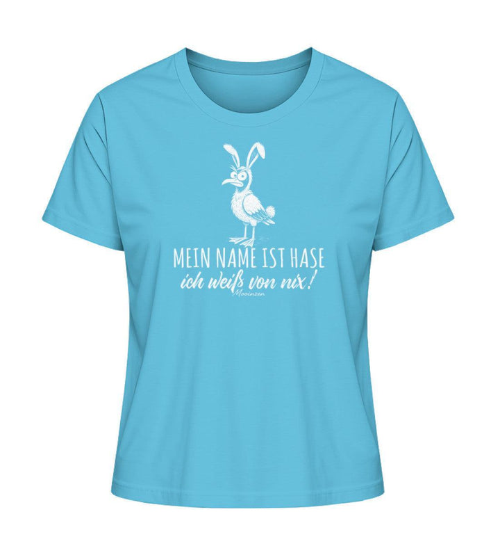 Mein Name ist Hase ich weiß von nix · Damen Premium Bio T-Shirt 2.0-Damen Premium Bio T-Shirt 2.0-Aqua Blue-XS-Mooinzen