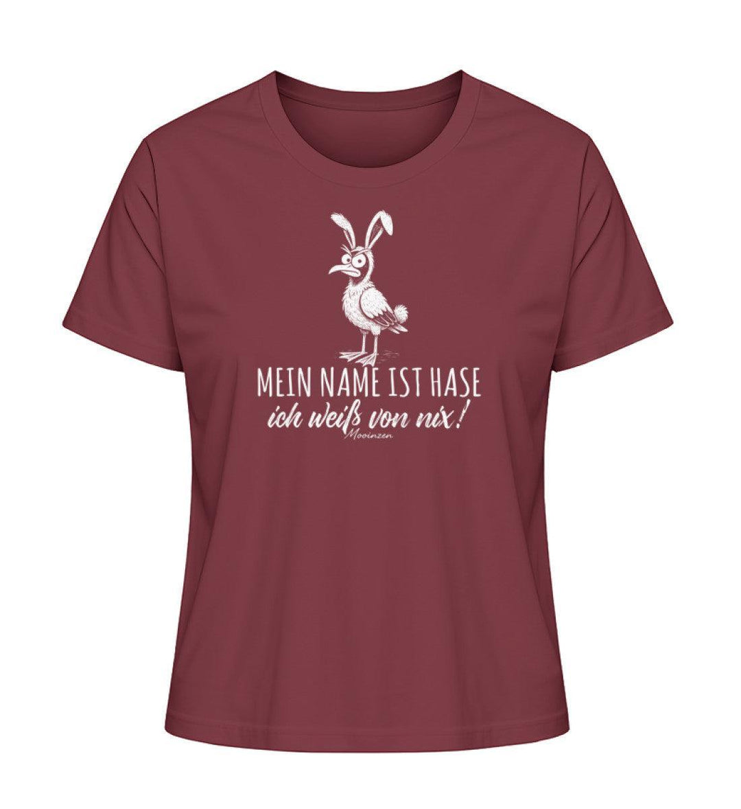 Mein Name ist Hase ich weiß von nix · Damen Premium Bio T-Shirt 2.0-Damen Premium Bio T-Shirt 2.0-Burgundy-XS-Mooinzen