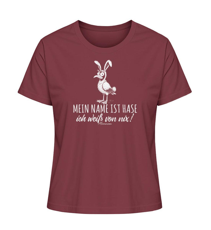 Mein Name ist Hase ich weiß von nix · Damen Premium Bio T-Shirt 2.0-Damen Premium Bio T-Shirt 2.0-Burgundy-XS-Mooinzen