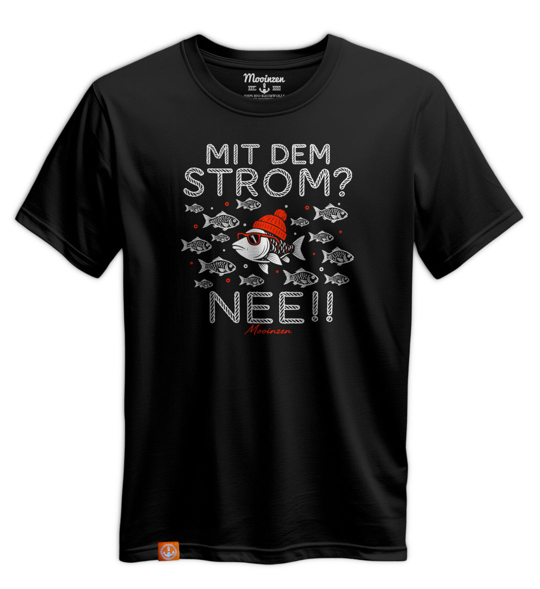 Mit Dem Strom? Nee!! · Unisex Premium Bio T-Shirt-Unisex Premium Bio T-Shirt-black-beauty-S-Mooinzen