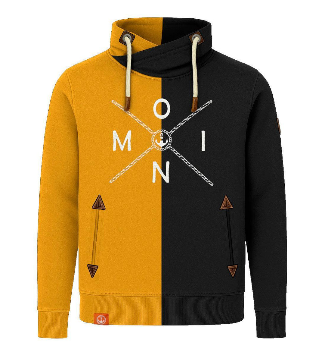 Moin Simple X · Unisex Bio Schalkragen Sweatshirt (ohne Kapuze)-Unisex Bio Schalkragen Sweatshirt-saffron/black-S-Mooinzen