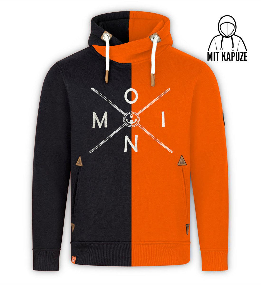 Moin X Schwarz/Orange (Stick) · Unisex Bio Schalkragen Hoodie-Unisex Bio Schalkragen Hoodie-Mooinzen