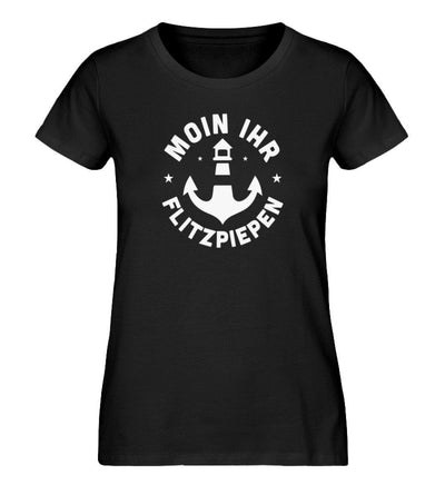 Moin ihr Flitzpiepen · Damen Premium Bio T-Shirt-Damen Premium Bio T-Shirt-Black-S-Mooinzen