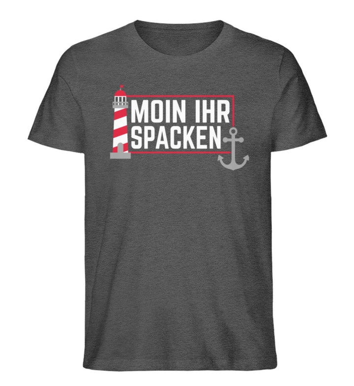 Moin ihr Spacken · Herren Premium Bio T-Shirt-Herren Premium Bio T-Shirt-Dark Heather Grey-S-Mooinzen