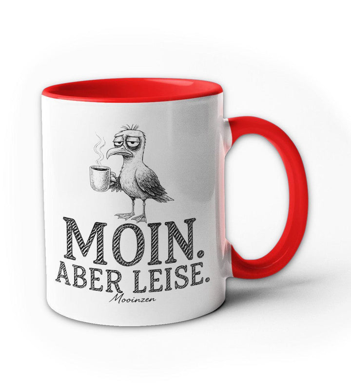 Moin. Aber Leise. · Keramiktasse Zweifarbig-Keramik Tasse Zweifarbig-rot-330ml-Mooinzen