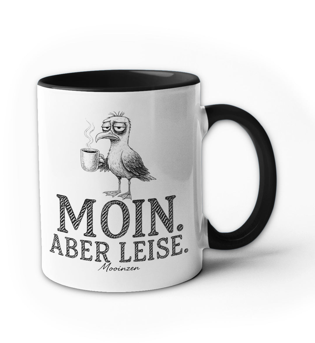 Moin. Aber Leise. · Keramiktasse Zweifarbig-Keramik Tasse Zweifarbig-schwarz-330ml-Mooinzen