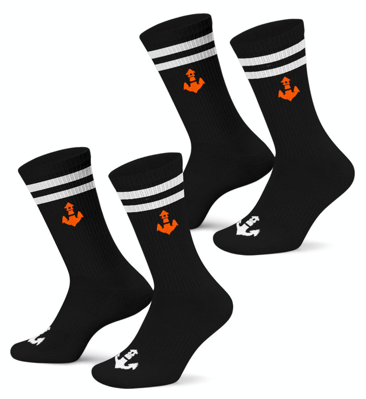 Mooinzen Logo · 2er-Pack Unisex Crew Socken (2 Paar)-Unisex Bio Crew Socken-schwarz-36-41-Mooinzen