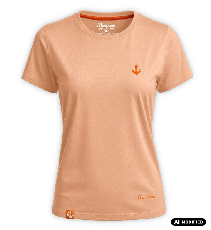 Mooinzen Logo · Damen Premium Bio T-Shirt Mercerisiert-Damen Signature Bio T-Shirt (mercerisiert)-peach-fuzz-S-Mooinzen