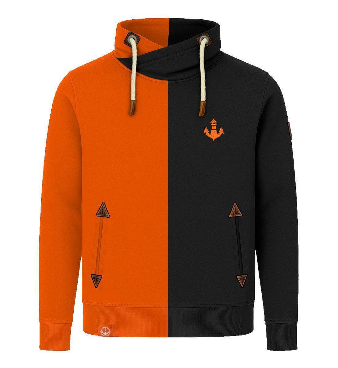 Mooinzen Logo · Unisex Bio Schalkragen Sweatshirt (ohne Kapuze)-Unisex Bio Schalkragen Sweatshirt-schwarz-orange-S-Mooinzen