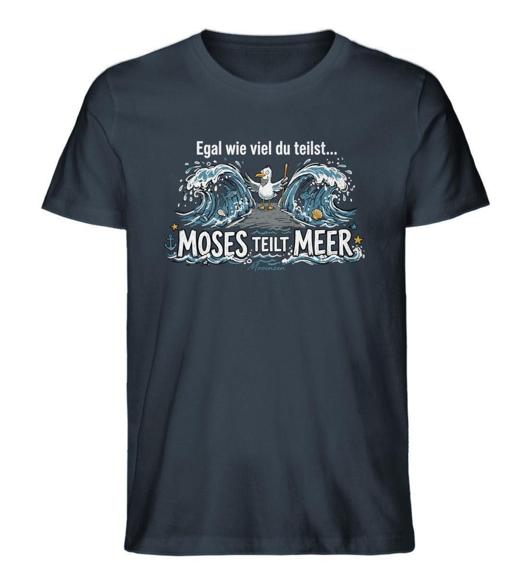 Moses teilt Meer · Herren Premium Bio T-Shirt-Herren Premium Bio T-Shirt-India Ink Grey-XS-Mooinzen