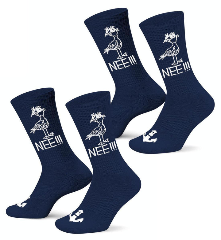 Möwe Nee · 2er-Pack Unisex Crew Socken (2 Paar)-Unisex Bio Crew Socken-Navy-36-41-Mooinzen