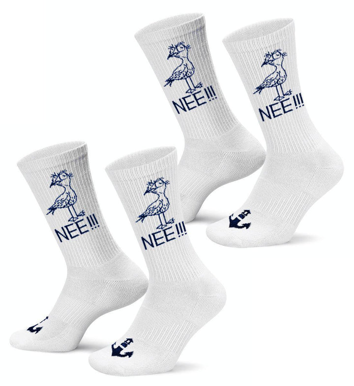 Möwe Nee · 2er-Pack Unisex Crew Socken (2 Paar)-Unisex Bio Crew Socken-White-36-41-Mooinzen