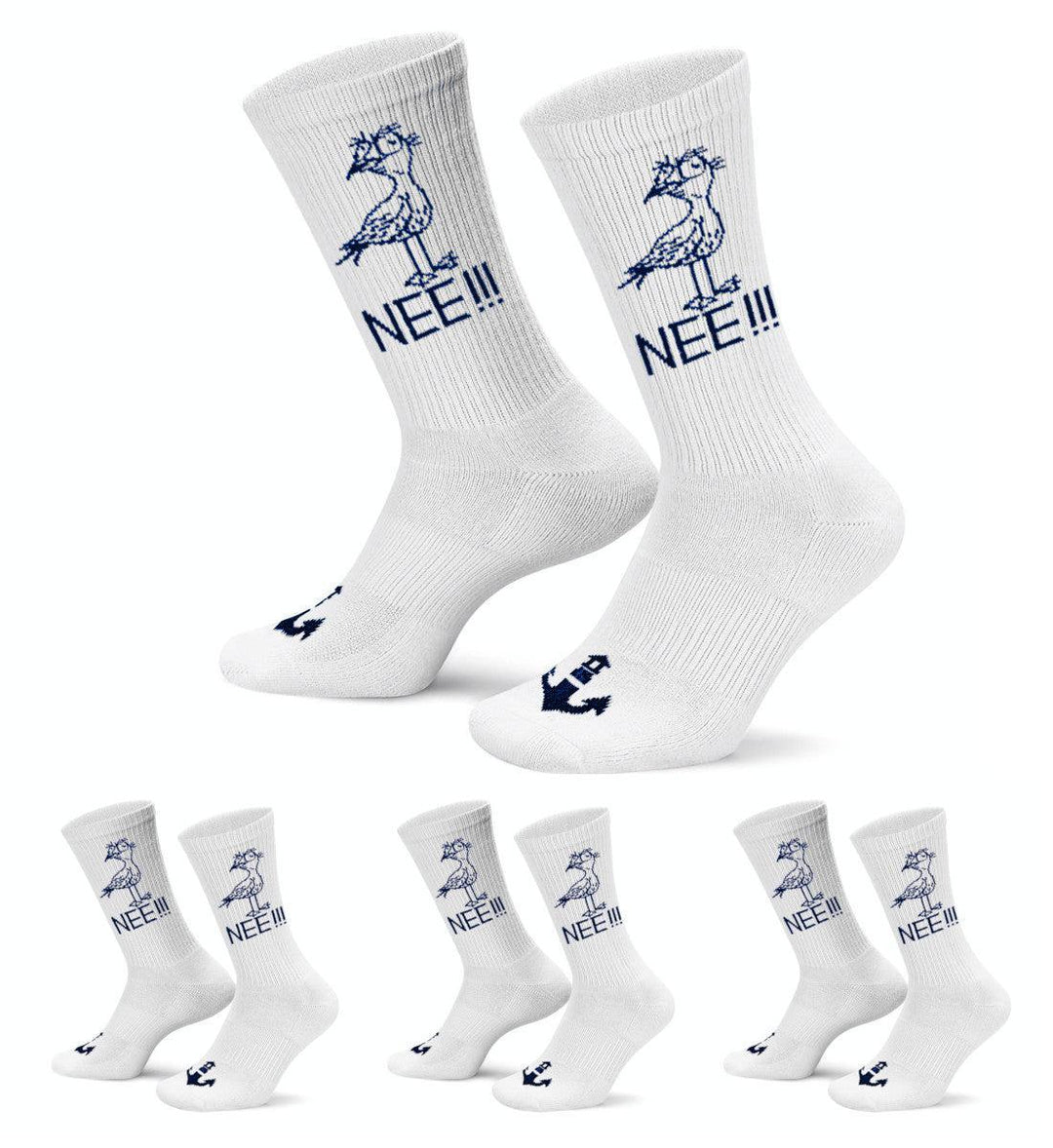 Möwe Nee · 4er-Pack Unisex Crew Socken (4 Paar)-Unisex Bio Crew Socken-White-36-41-Mooinzen