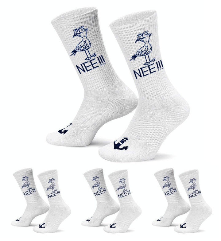 Möwe Nee · 4er-Pack Unisex Crew Socken (4 Paar)-Unisex Bio Crew Socken-White-36-41-Mooinzen