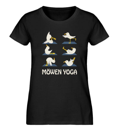 Möwen Yoga 2 · Damen Premium Bio T-Shirt-Damen Premium Bio T-Shirt-Black-S-Mooinzen