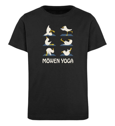 Möwen Yoga 2 · Kinder Premium Bio T-Shirt-Kinder Premium Bio T-Shirt-Black-12/14 (152/164)-Mooinzen