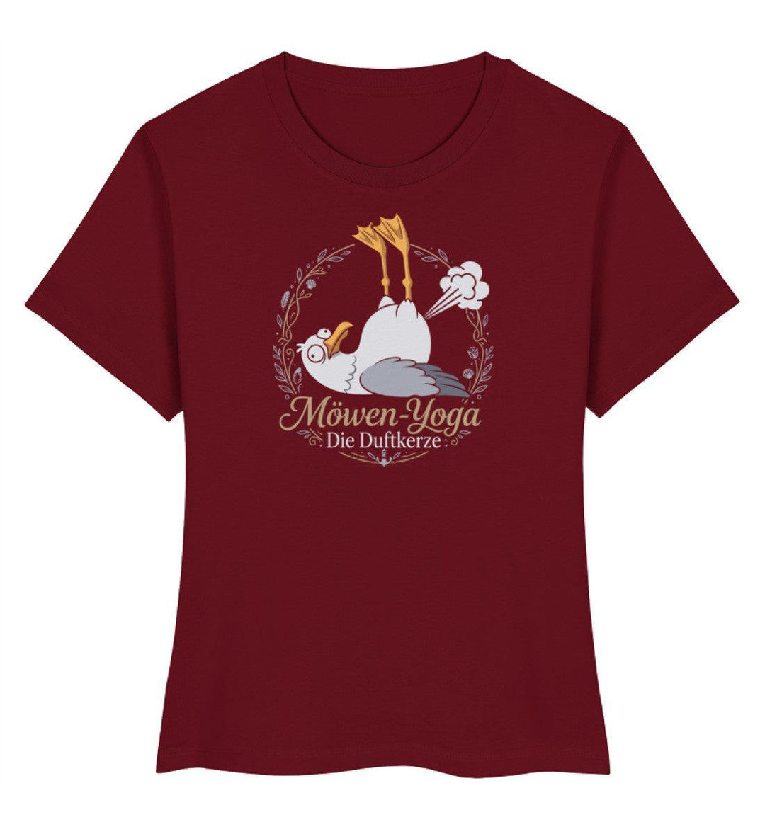Möwen Yoga Duftkerze · Damen Premium Bio T-Shirt 2.0-Damen Premium Bio T-Shirt 2.0-Burgundy-XS-Mooinzen