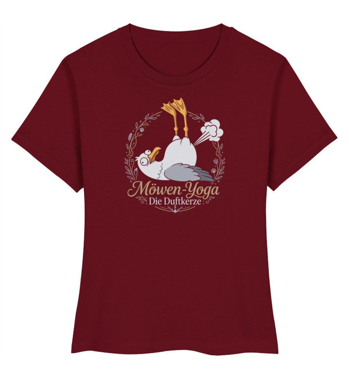 Möwen Yoga Duftkerze · Damen Premium Bio T-Shirt 2.0-Damen Premium Bio T-Shirt 2.0-Burgundy-XS-Mooinzen