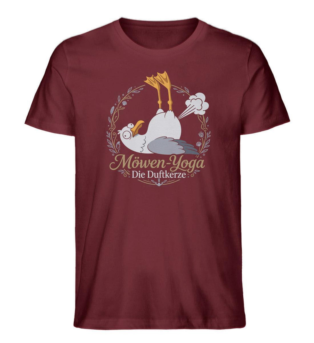 Möwen-Yoga Duftkerze · Herren Premium Bio T-Shirt-Herren Premium Bio T-Shirt-Burgundy-XS-Mooinzen