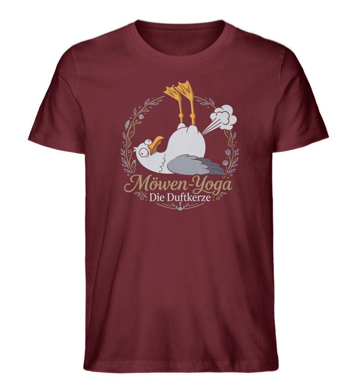 Möwen-Yoga Duftkerze · Herren Premium Bio T-Shirt-Herren Premium Bio T-Shirt-Burgundy-XS-Mooinzen