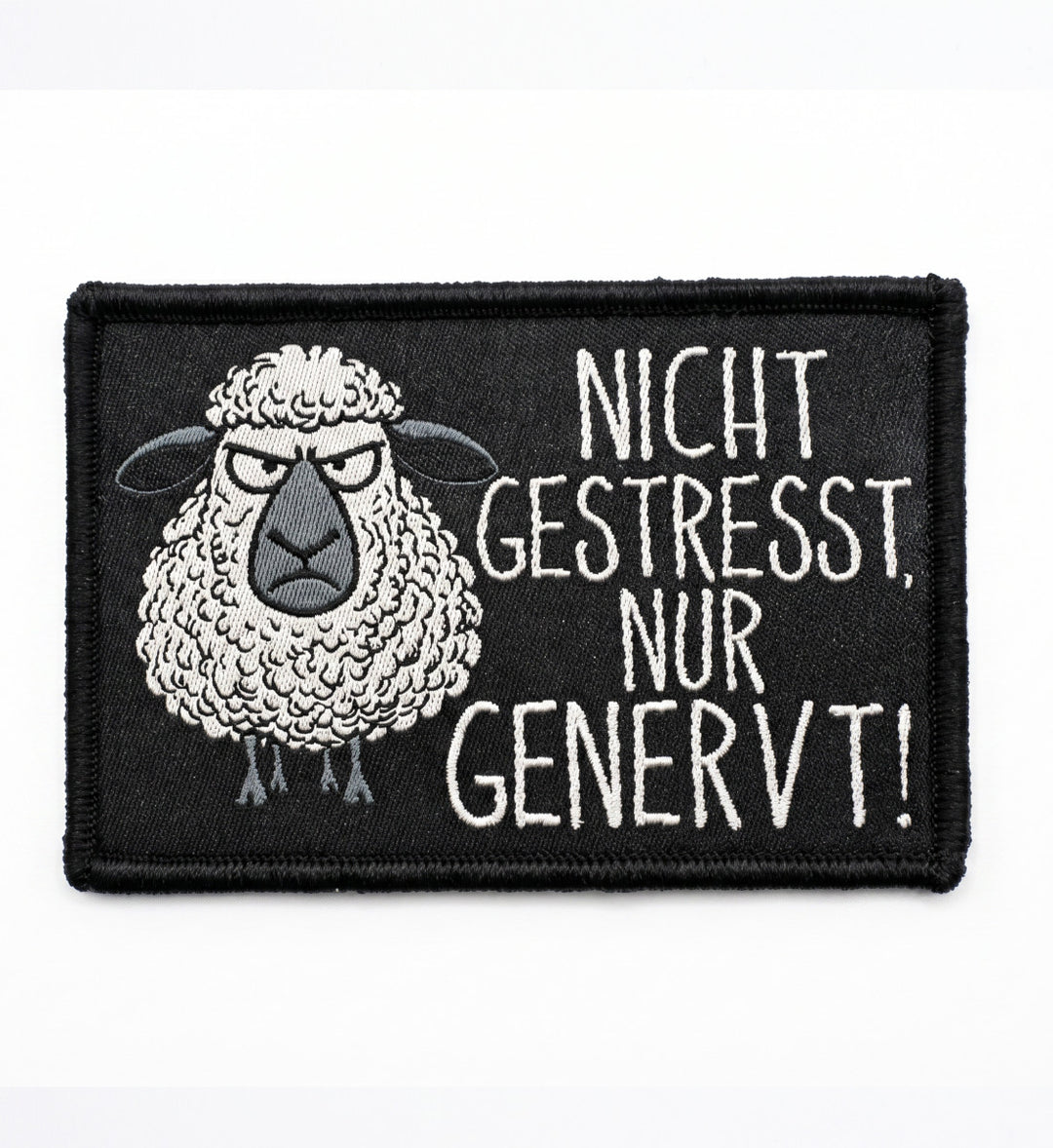 Nicht gestresst nur genervt · Klettwattpatch V2-Klettwatt Patch-black-9x6-Mooinzen