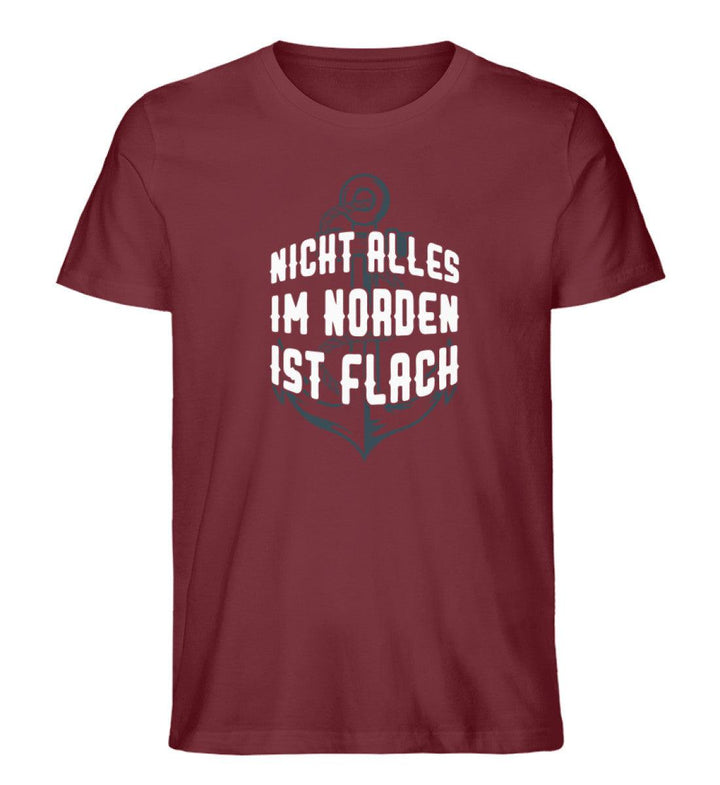 Norden nicht flach · Herren Premium Bio T-Shirt-Herren Premium Bio T-Shirt-Burgundy-S-Mooinzen