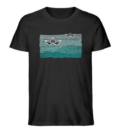 Papierboot Wellen · Herren Premium Bio T-Shirt-Herren Premium Bio T-Shirt-Black-XS-Mooinzen