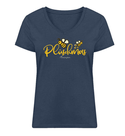 Plüschmors · Damen Premium Bio V-Neck T-Shirt-Damen Premium Bio V-Neck T-Shirt-French Navy-XS-Mooinzen