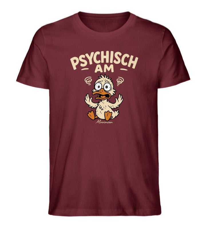 Psychisch am Ente · Herren Premium Bio T-Shirt-Herren Premium Bio T-Shirt-Burgundy-XS-Mooinzen