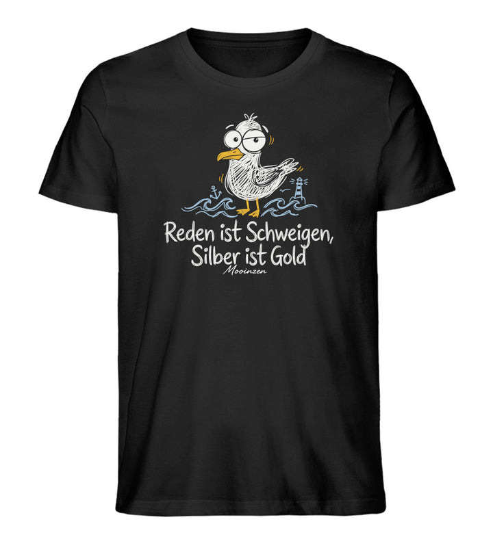 Reden ist Schweigen Silber ist Gold · Herren Premium Bio T-Shirt-Herren Premium Bio T-Shirt-Black-XS-Mooinzen