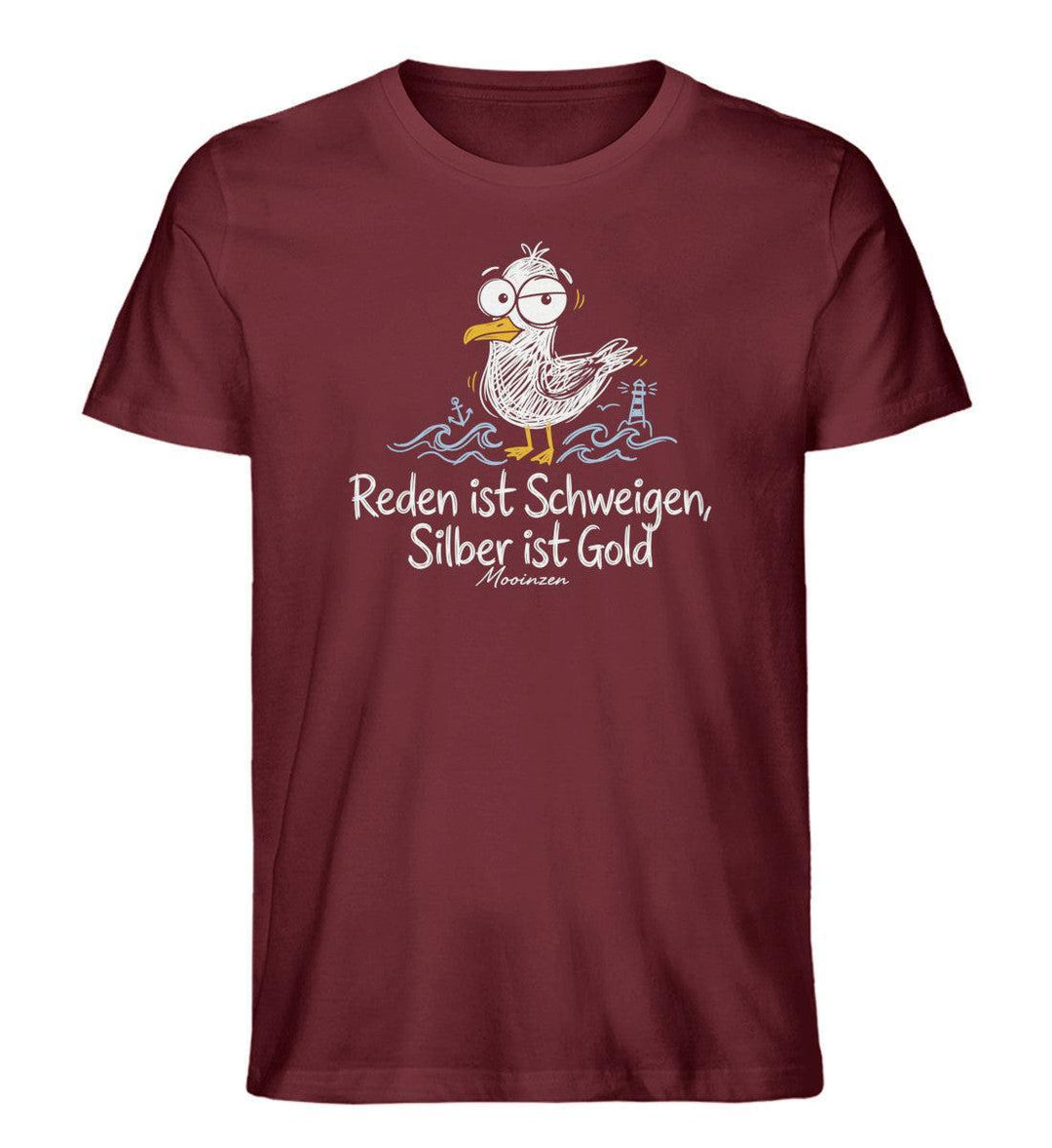 Reden ist Schweigen Silber ist Gold · Herren Premium Bio T-Shirt-Herren Premium Bio T-Shirt-Burgundy-XS-Mooinzen