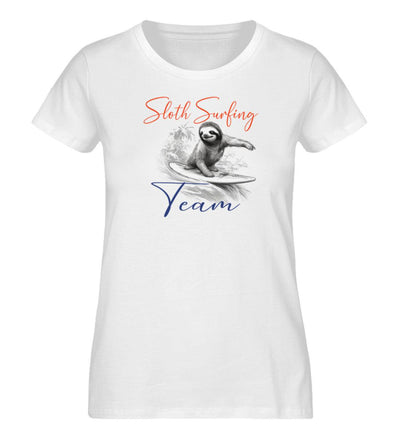 Sloth surfing Team · Damen Premium Bio T-Shirt-Damen Premium Bio T-Shirt-White-S-Mooinzen
