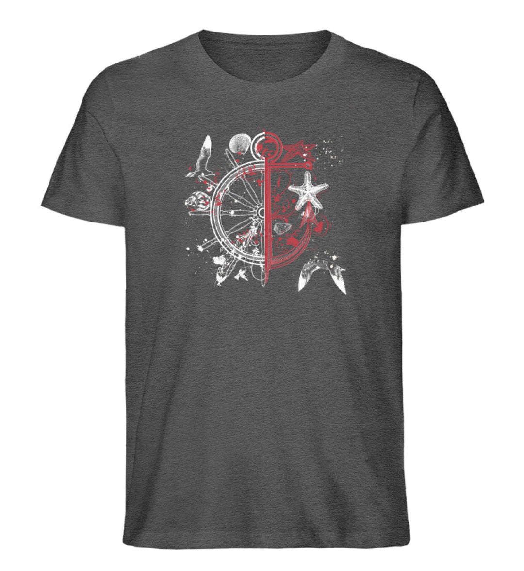 Steuerrad Abstrakt · Herren Premium Bio T-Shirt-Herren Premium Bio T-Shirt-Dark Heather Grey-S-Mooinzen