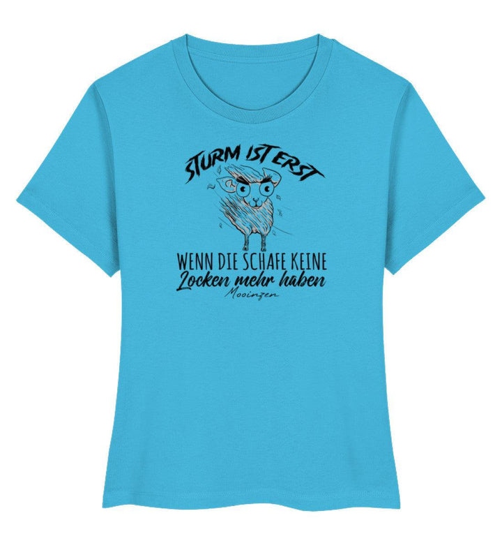 Sturm ist erst wenn die Schafe keine Locken mehr haben · Damen Premium Bio T-Shirt 2.0-Damen Premium Bio T-Shirt 2.0-Aqua Blue-XS-Mooinzen