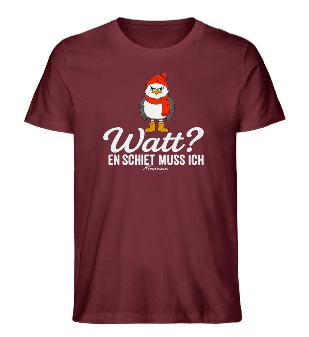 Watt? en schiet muss ich · Herren Premium Bio T-Shirt-Herren Premium Bio T-Shirt-Burgundy-XS-Mooinzen