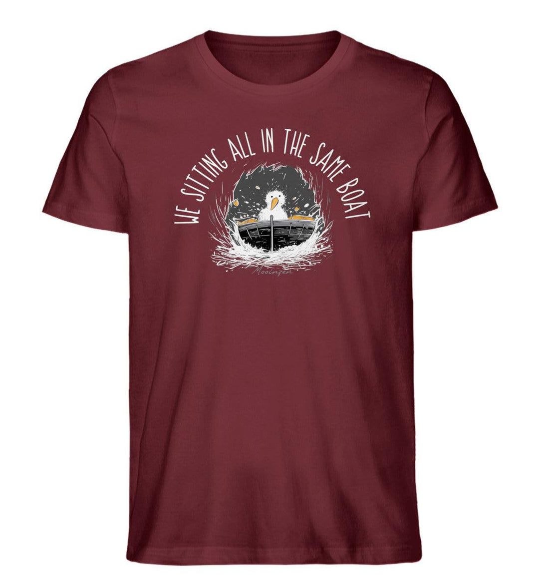 We sitting all in the same boat · Herren Premium Bio T-Shirt-Herren Premium Bio T-Shirt-Burgundy-M-Mooinzen