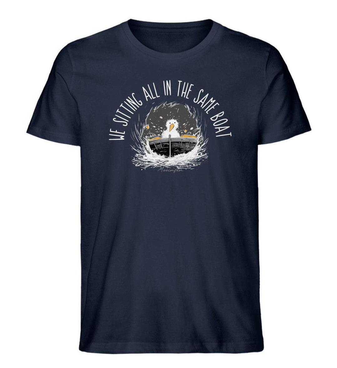 We sitting all in the same boat · Herren Premium Bio T-Shirt-Herren Premium Bio T-Shirt-French Navy-XS-Mooinzen