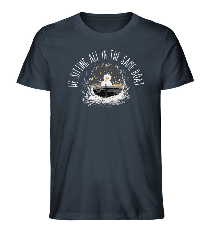 We sitting all in the same boat · Herren Premium Bio T-Shirt-Herren Premium Bio T-Shirt-India Ink Grey-XS-Mooinzen