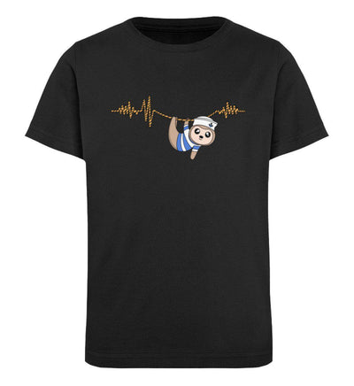 Faultier Heartbeat · Kinder Premium Bio T-Shirt-Kinder Premium Bio T-Shirt-Black-12/14 (152/164)-Mooinzen