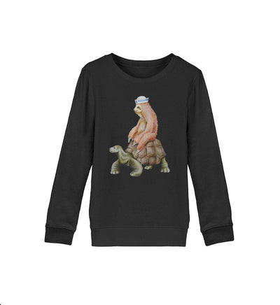 Faultier Schildkröte · Kinder Premium Bio Sweatshirt-Kinder Premium Bio Sweatshirt-Black-12/14 (152/164)-Mooinzen