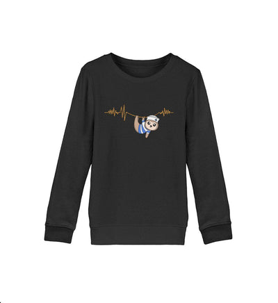 Faultier heartbeat · Kinder Premium Bio Sweatshirt-Kinder Premium Bio Sweatshirt-Black-12/14 (152/164)-Mooinzen