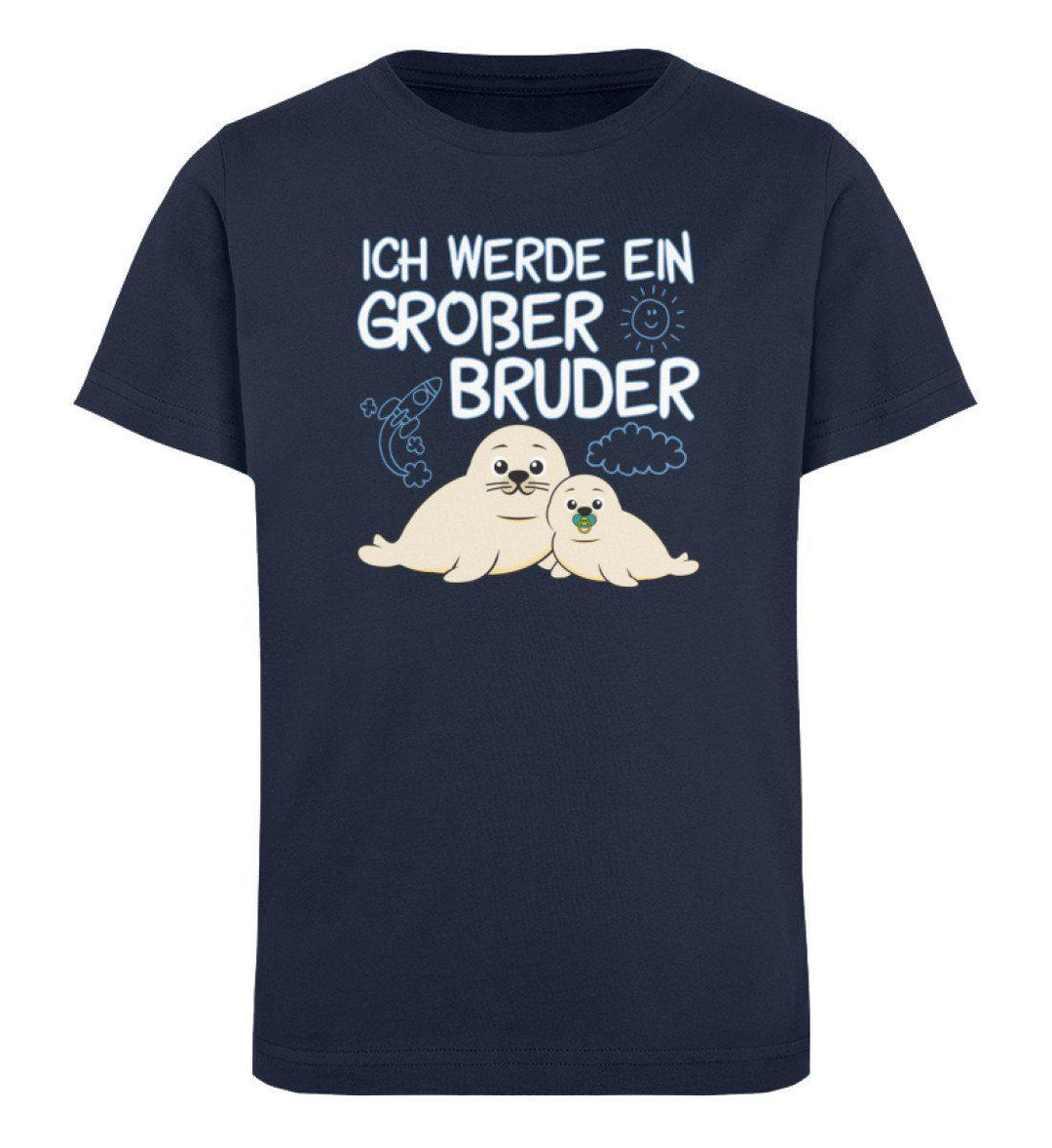 Ich werde ein Großer Bruder · Kinder Premium Bio T-Shirt-Kinder Premium Bio T-Shirt-French Navy-12/14 (152/164)-Mooinzen