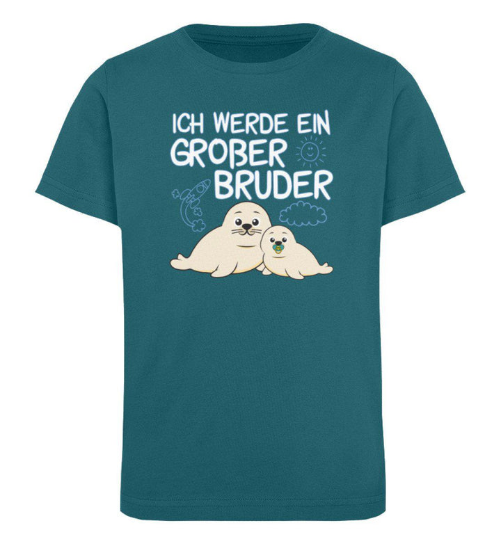 Ich werde ein Großer Bruder · Kinder Premium Bio T-Shirt-Kinder Premium Bio T-Shirt-Ocean Depth-12/14 (152/164)-Mooinzen