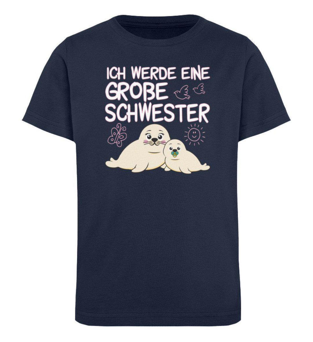 Ich werde eine große Schwester · Kinder Premium Bio T-Shirt-Kinder Premium Bio T-Shirt-French Navy-12/14 (152/164)-Mooinzen