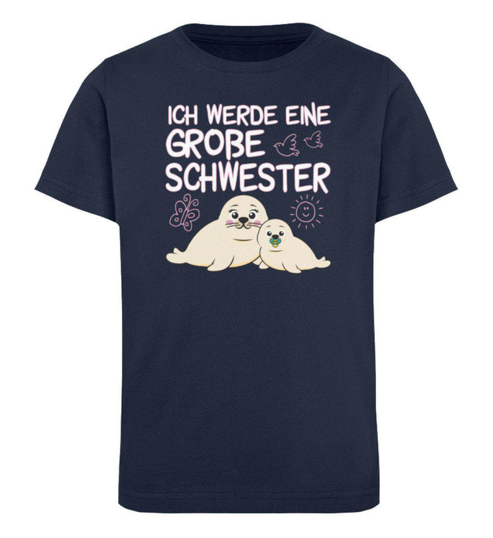 Ich werde eine große Schwester · Kinder Premium Bio T-Shirt-Kinder Premium Bio T-Shirt-French Navy-12/14 (152/164)-Mooinzen