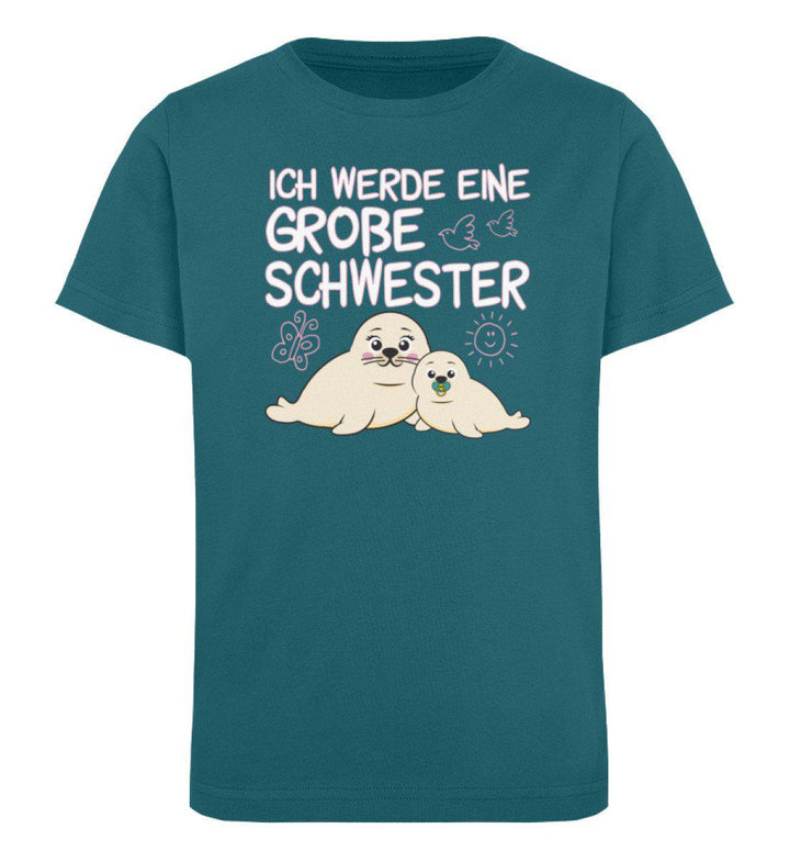 Ich werde eine große Schwester · Kinder Premium Bio T-Shirt-Kinder Premium Bio T-Shirt-Ocean Depth-12/14 (152/164)-Mooinzen