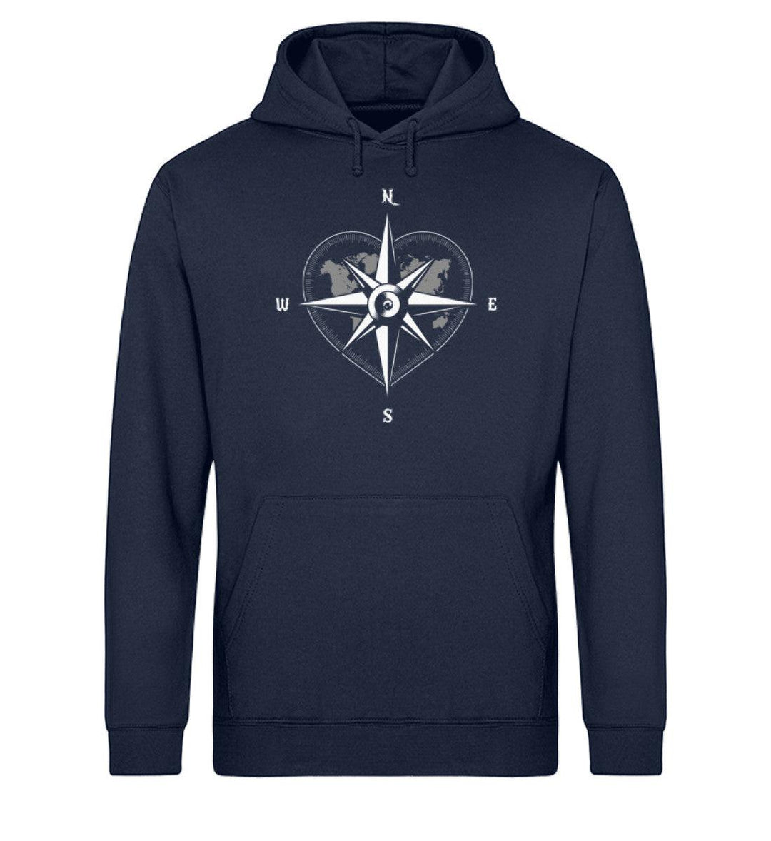Kompass Herz · Unisex Bio Hoodie-Unisex Bio Hoodie-French Navy-XS-Mooinzen